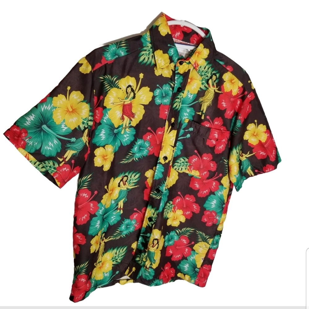 Ace Ventura Hawaiian Shirt Men's Small Pet Detective Jim Carrey Floral Hula Girl